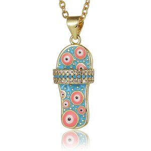 Evil Eye Slipper Pendant Necklace